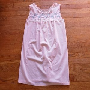 Vintage Pink Embroidered Flowers nightie Small semi-sheer feminine night Small S